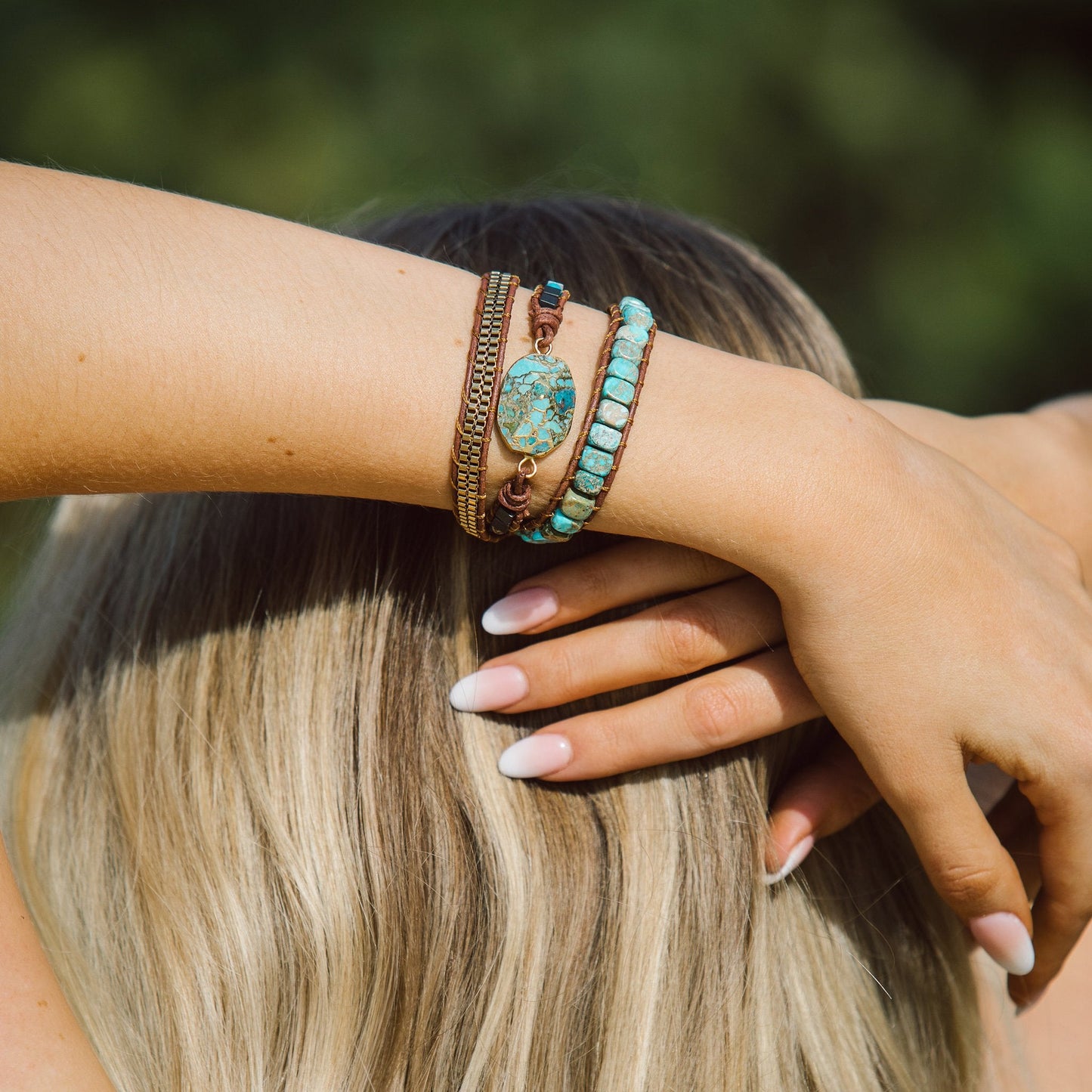 Türkises Howlith Wickelarmband
