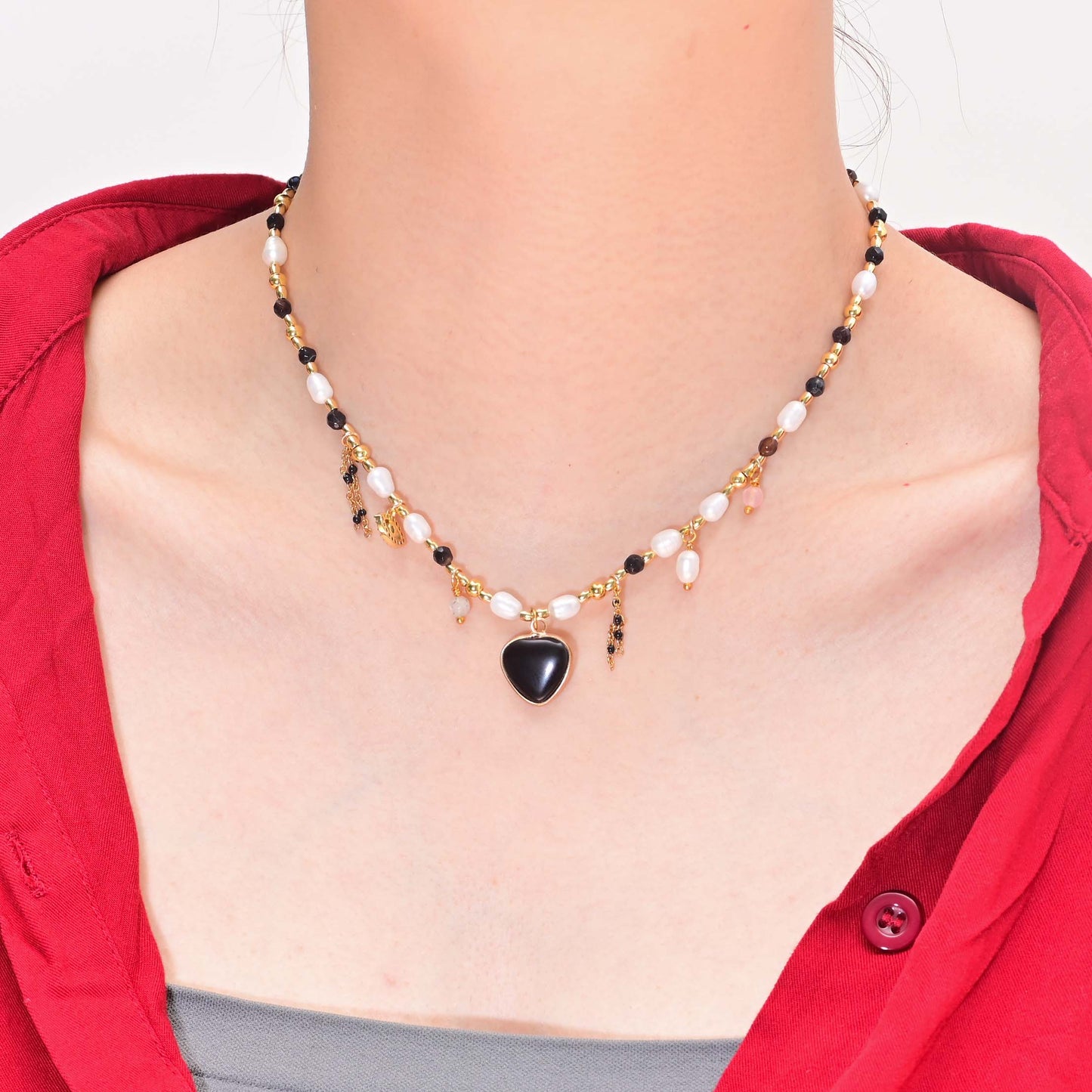 Onyx & Perlenkette