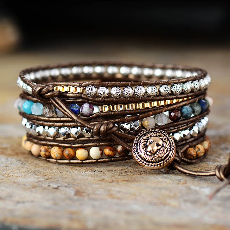 Handgefertigtes Wickelarmband aus natürlichem Jaspis