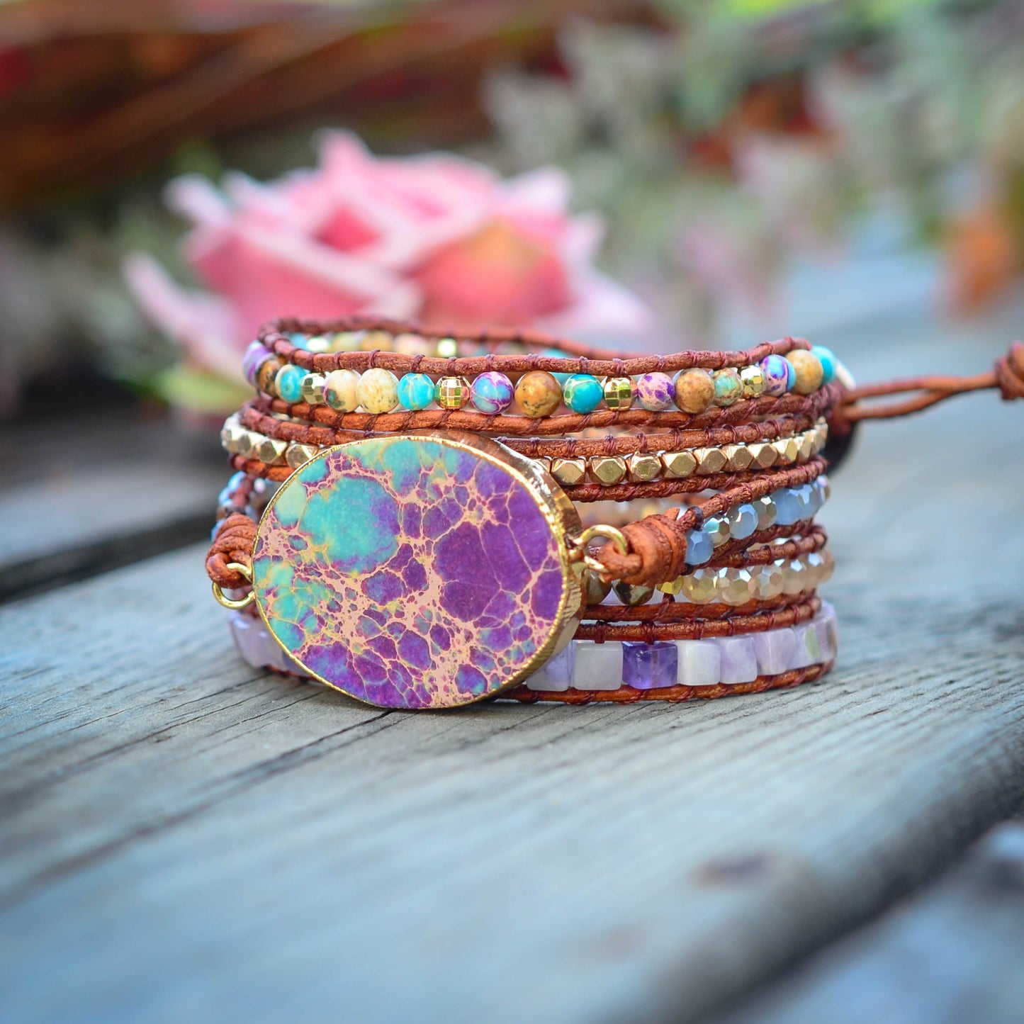 Gold Imperial Jasper Wrap Bracelet