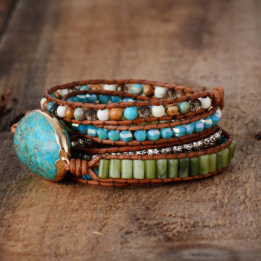 Ozeanjaspis Wickelarmband