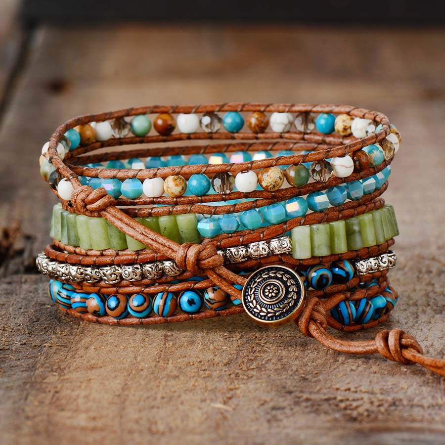 Ozeanjaspis Wickelarmband