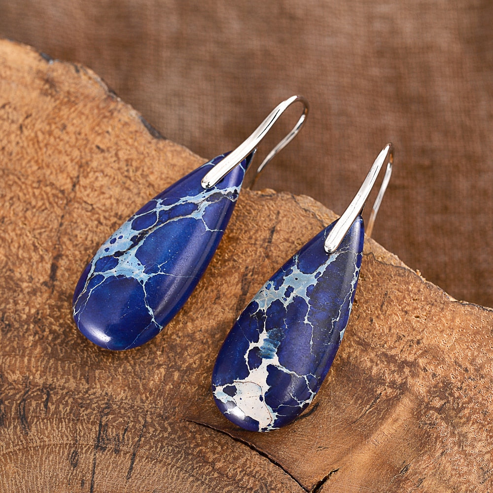 Blaue Imperial Jaspis Ohrringe