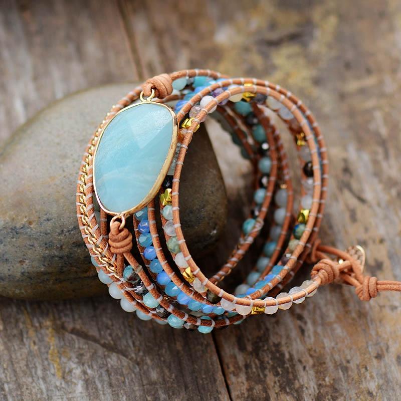 Aqua Amazonite Wrap Bracelet
