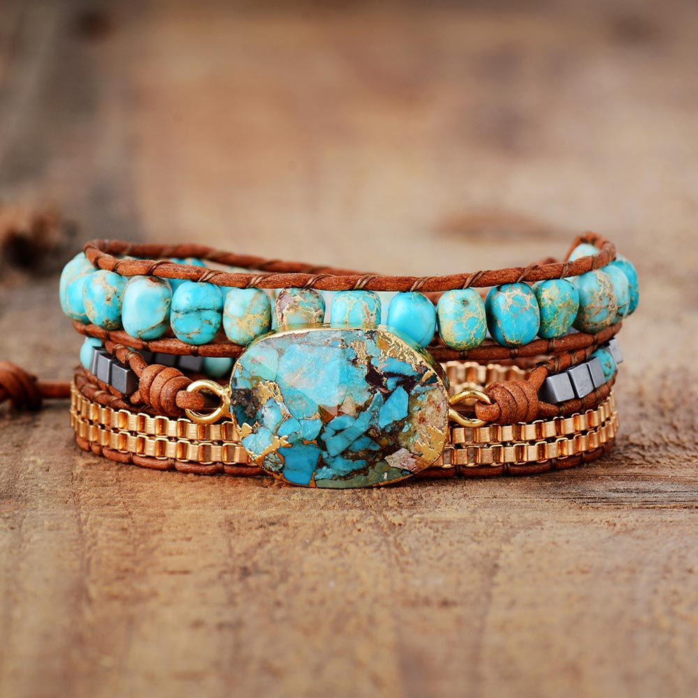 Türkises Howlith Wickelarmband