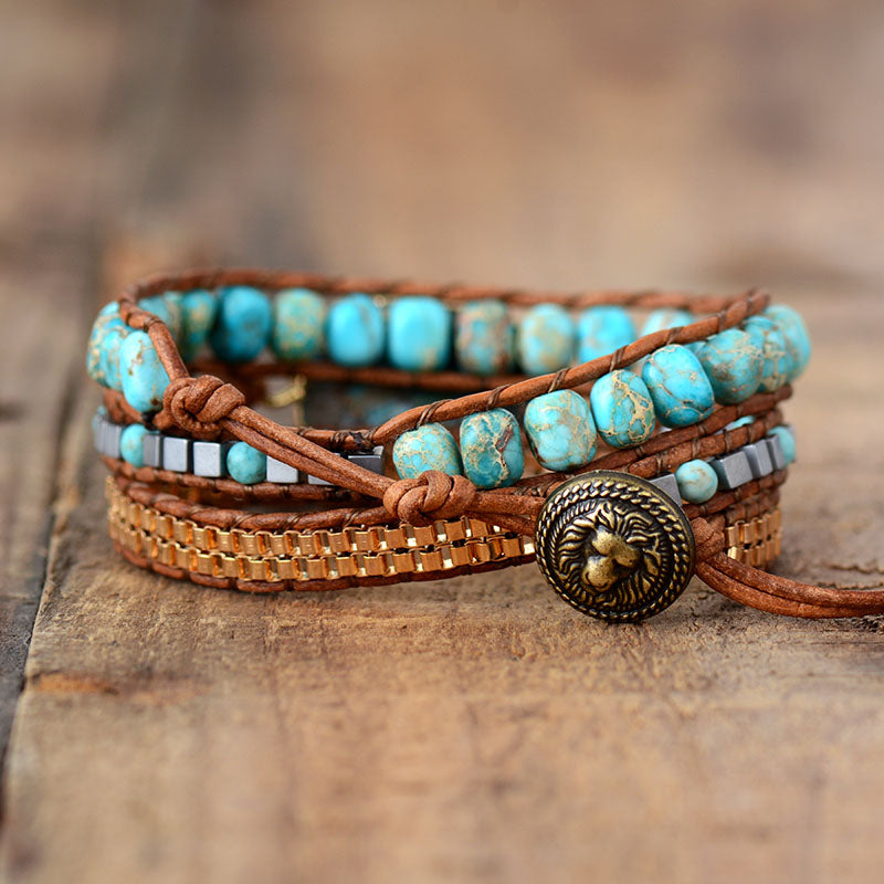 Türkises Howlith Wickelarmband