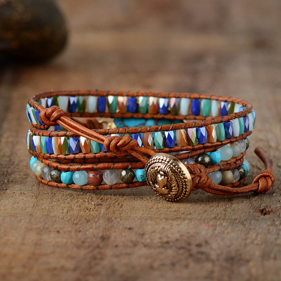 Handgemachtes türkises Lederarmband