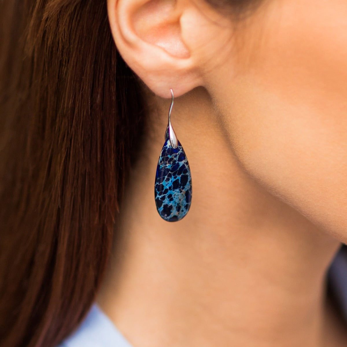 Blaue Imperial Jaspis Ohrringe