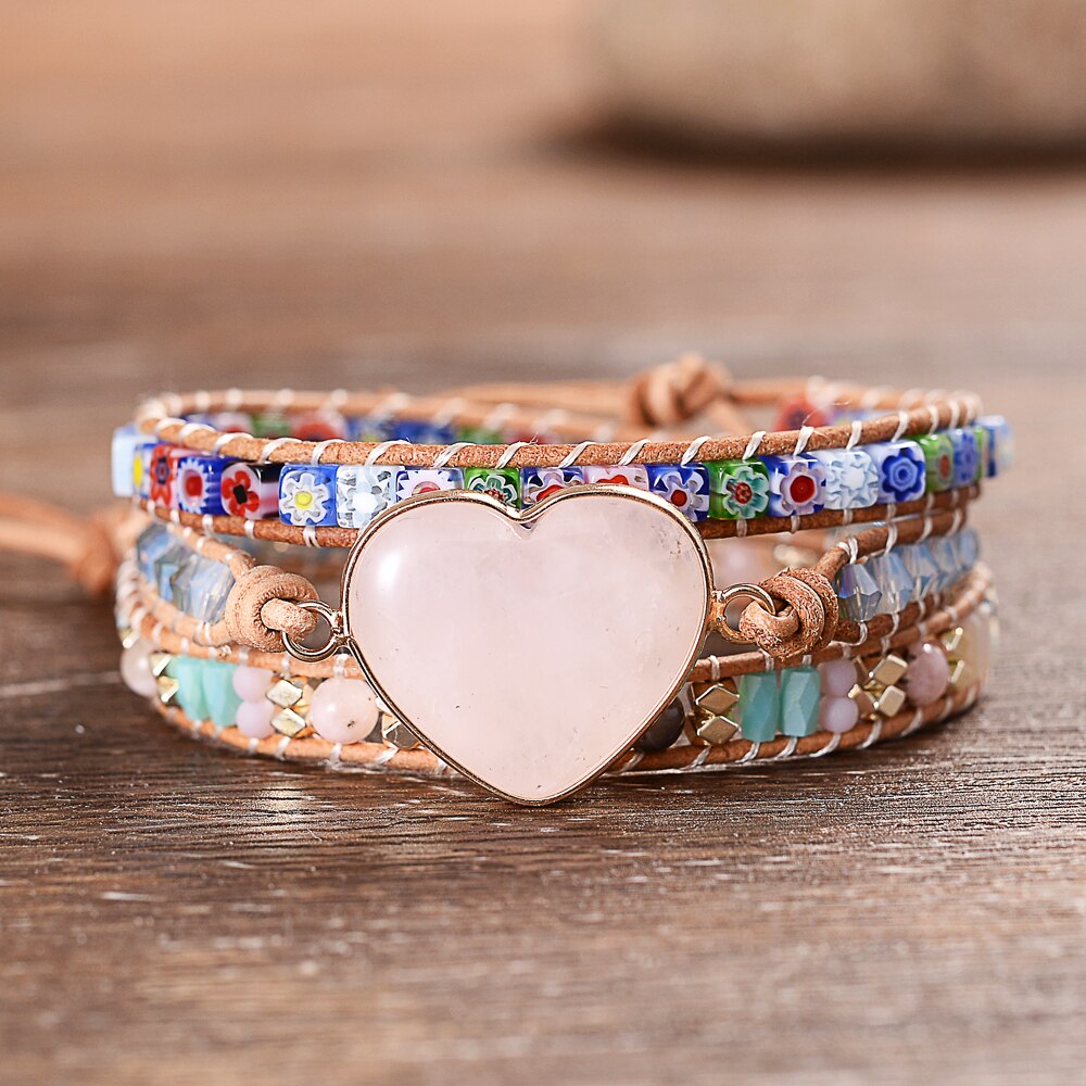 Rosenquarz Love Wickelarmband