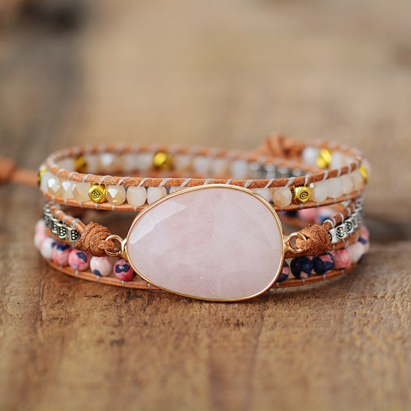 Rosenquarz Wickelarmband