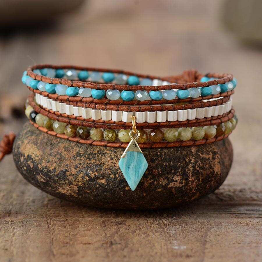 Amazonite Dangle Wrap Bracelet