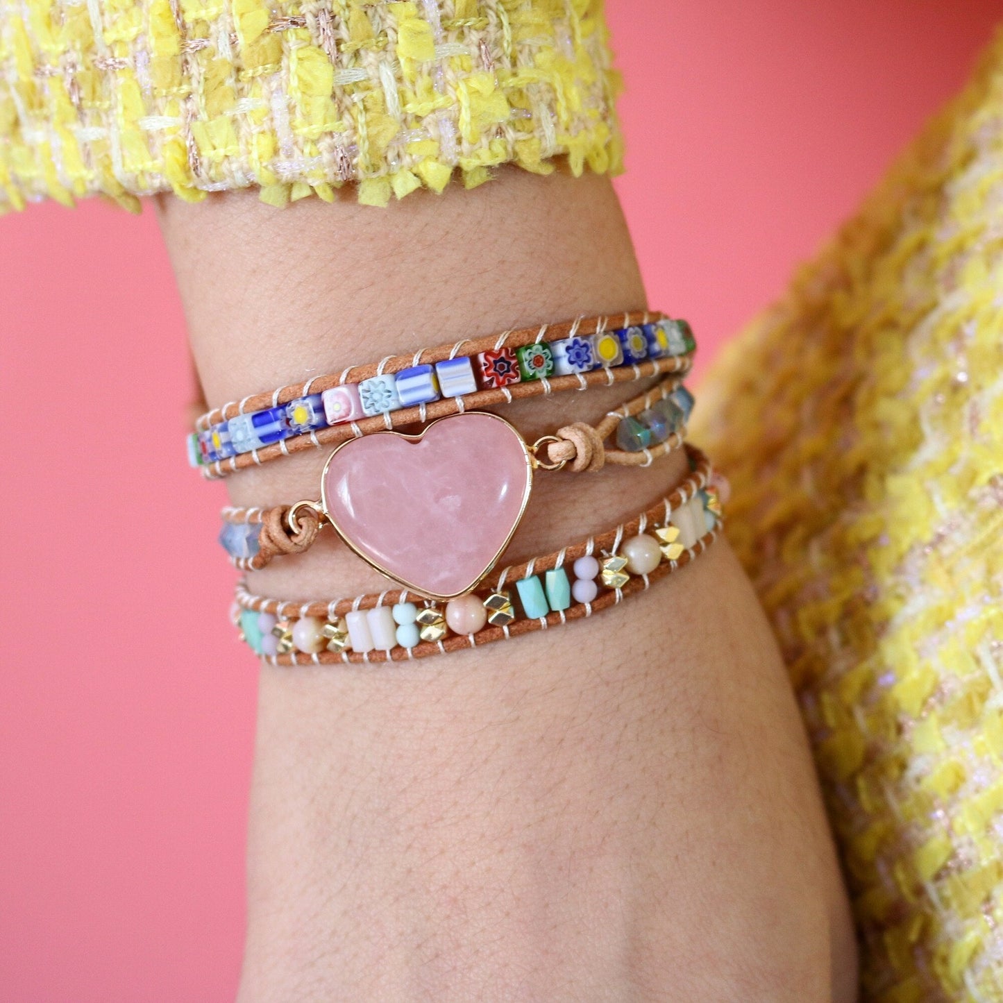 Rosenquarz Love Wickelarmband