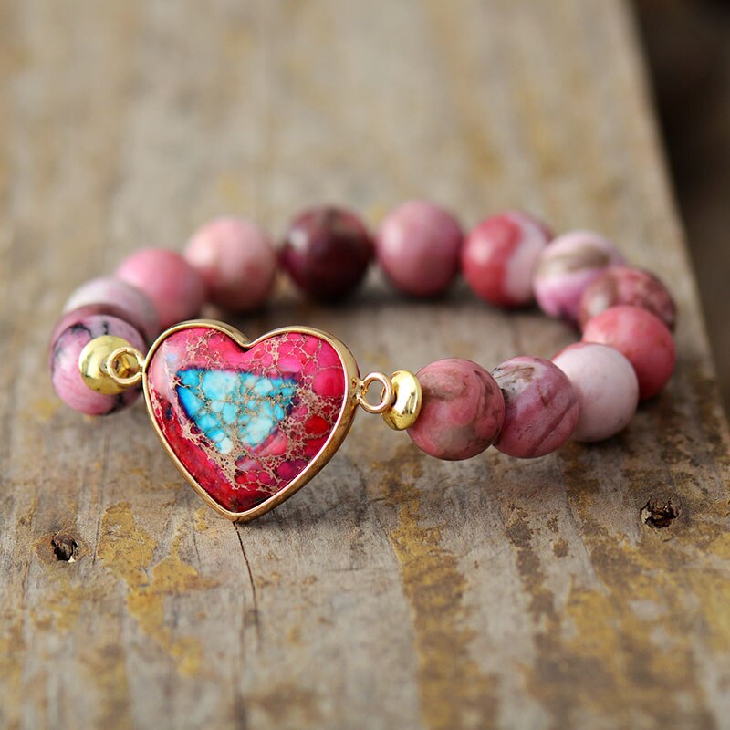 Jaspis & Rhodonit Love Beads Armband