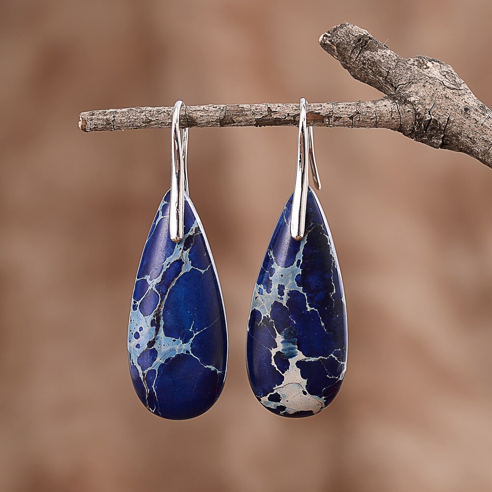 Blaue Imperial Jaspis Ohrringe