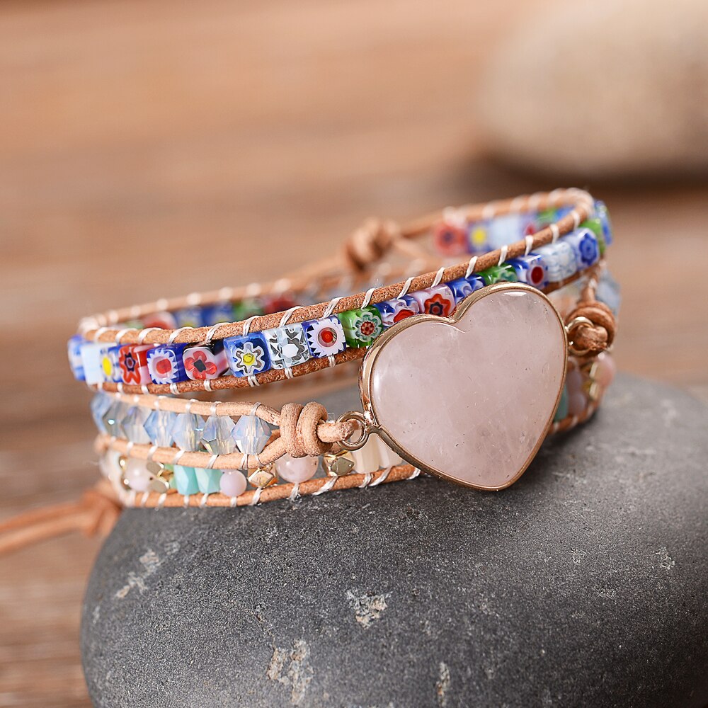 Rosenquarz Love Wickelarmband