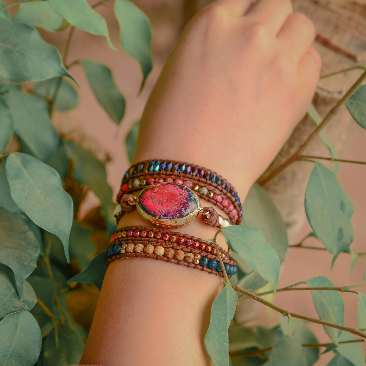 Wickelarmband aus Feuer-Imperial-Jaspis