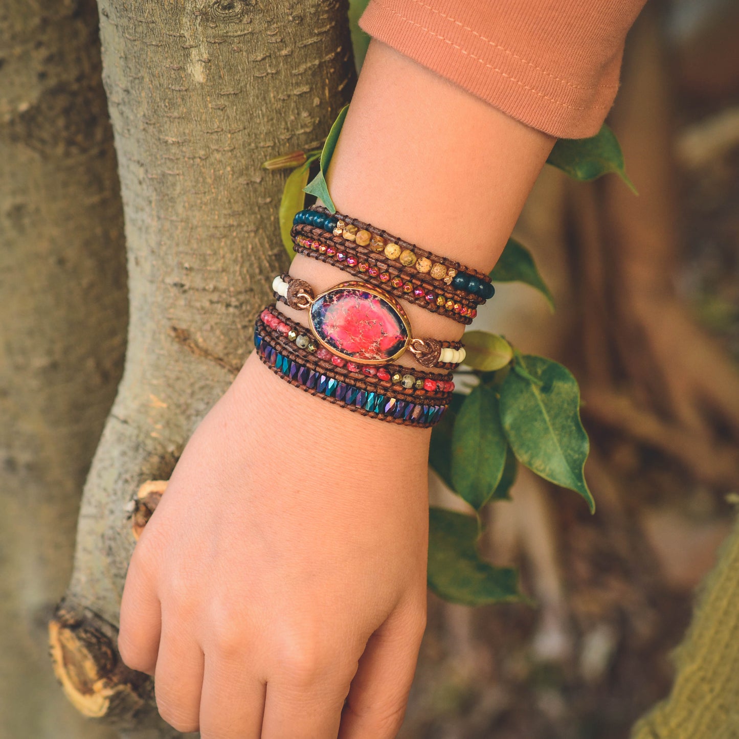 Wickelarmband aus Feuer-Imperial-Jaspis