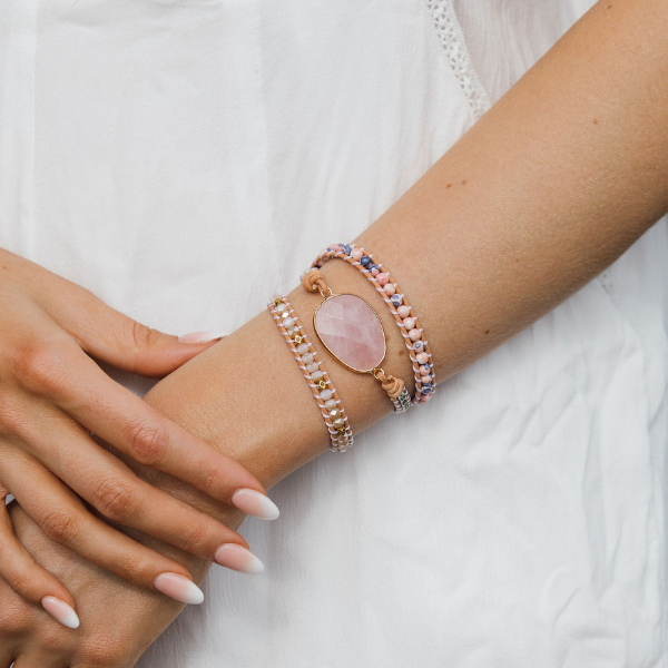 Rosenquarz Wickelarmband