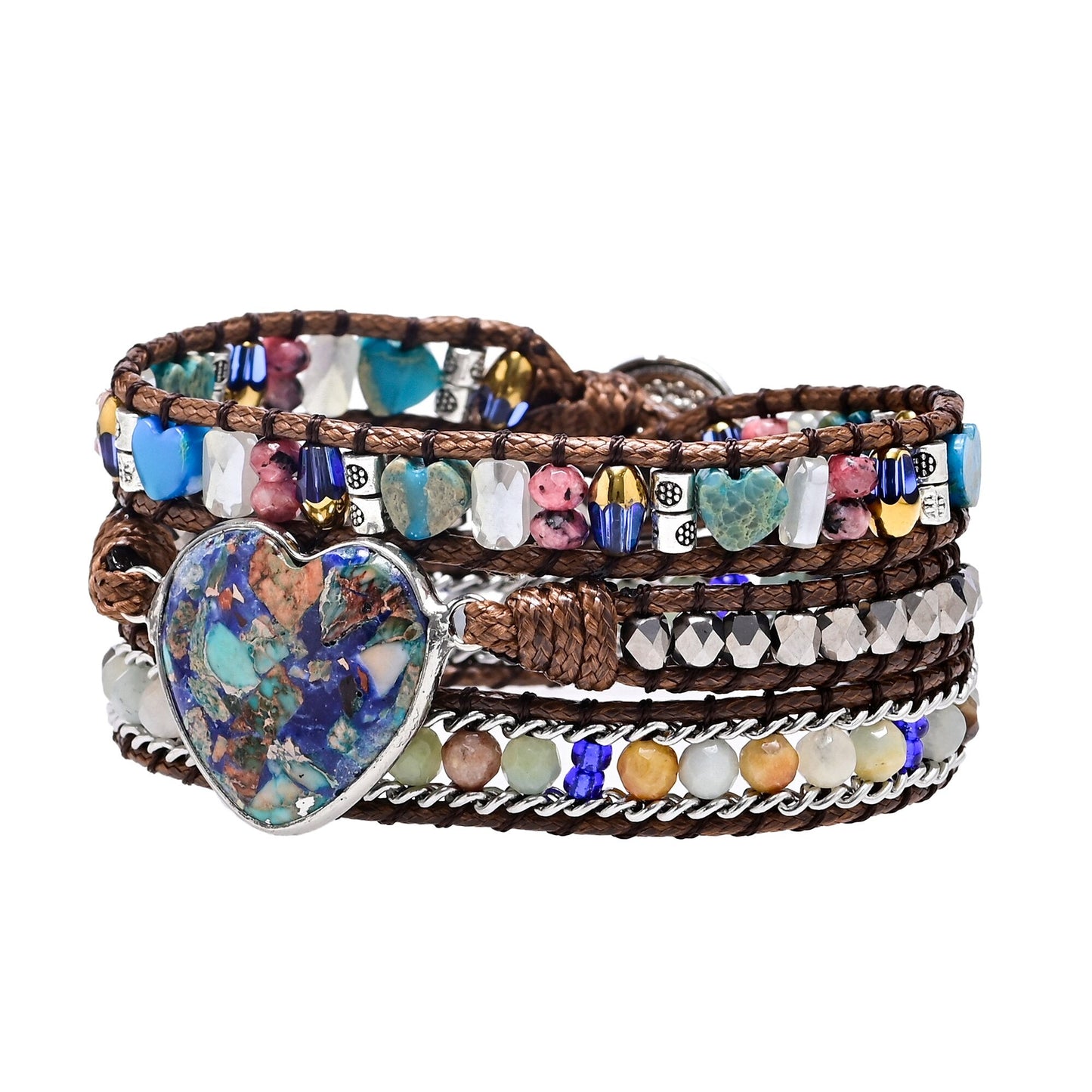 Blaues Herz-Calcit- und Amazonit-Armband