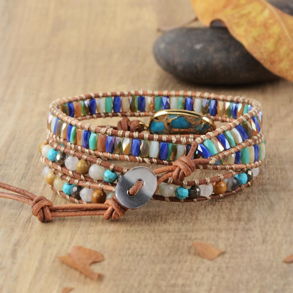 Türkis & Jaspis Wickelarmband