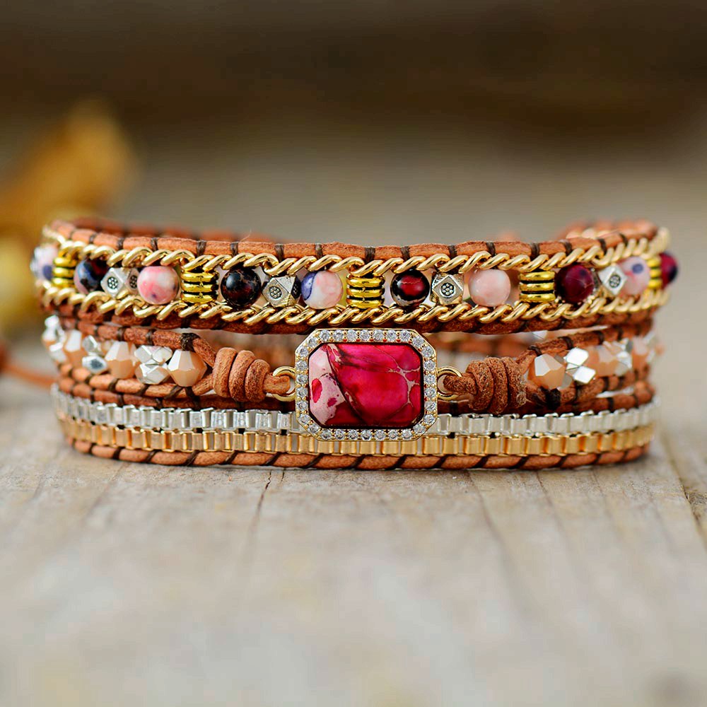 Dazzling Jasper Wrap Bracelet
