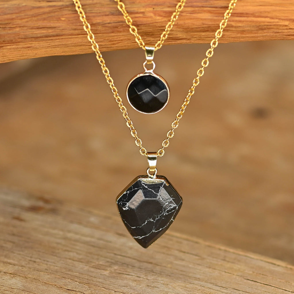 Double Pendant Onyx Necklace