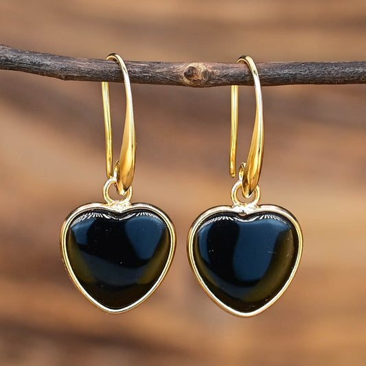 Onyx Love Dangle Hoops