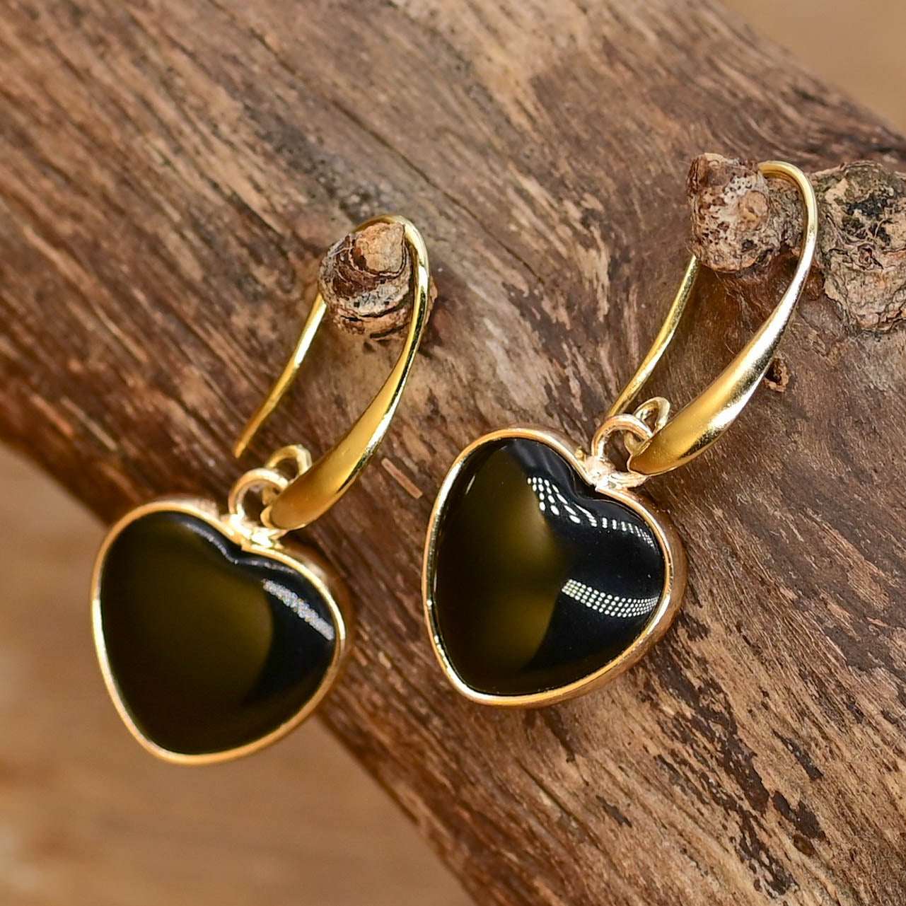 Onyx Love Dangle Hoops