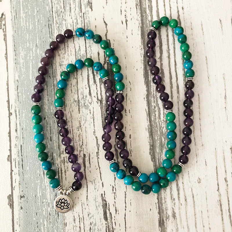 Amethyst Mala Bead Bracelet