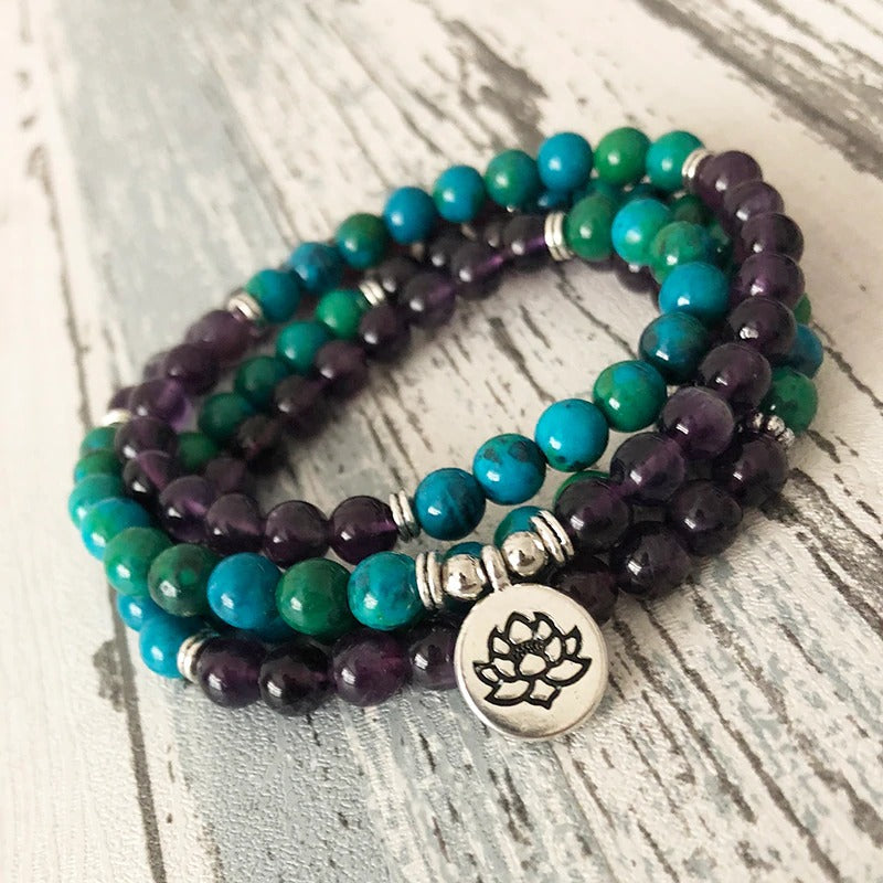 Amethyst Mala Bead Bracelet