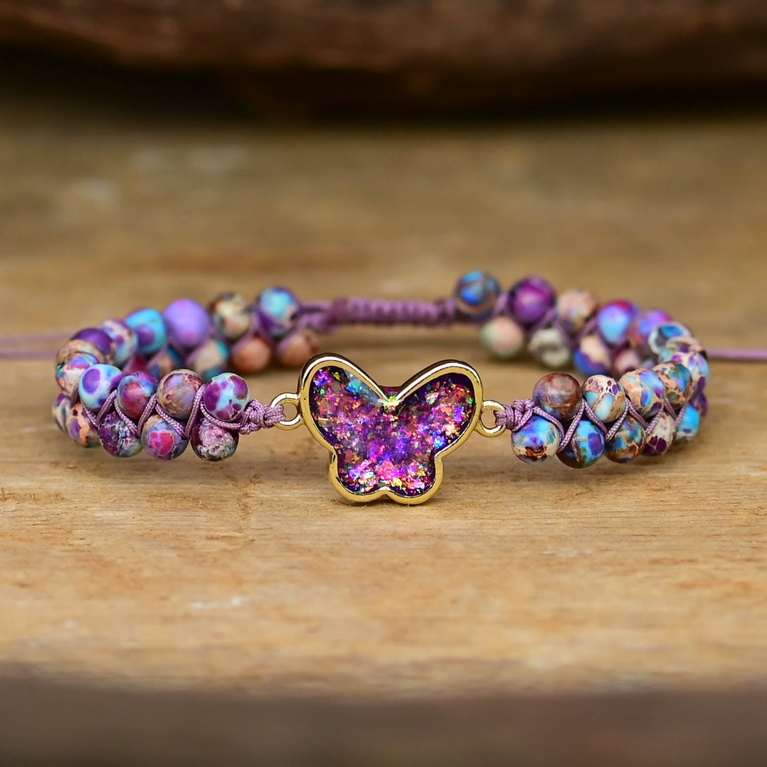 Druzy Purple Opal Butterfly Bracelet