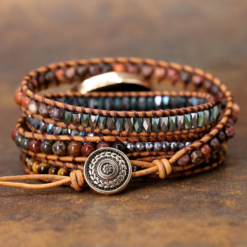 Tiger Eye & Jasper Beaded Wrap Bracelet