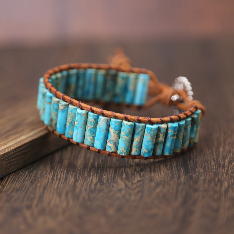 Turquoise Jasper Stone Tube Bracelet