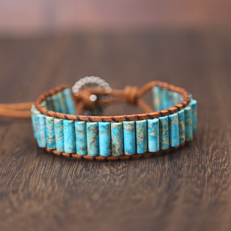 Turquoise Jasper Stone Tube Bracelet