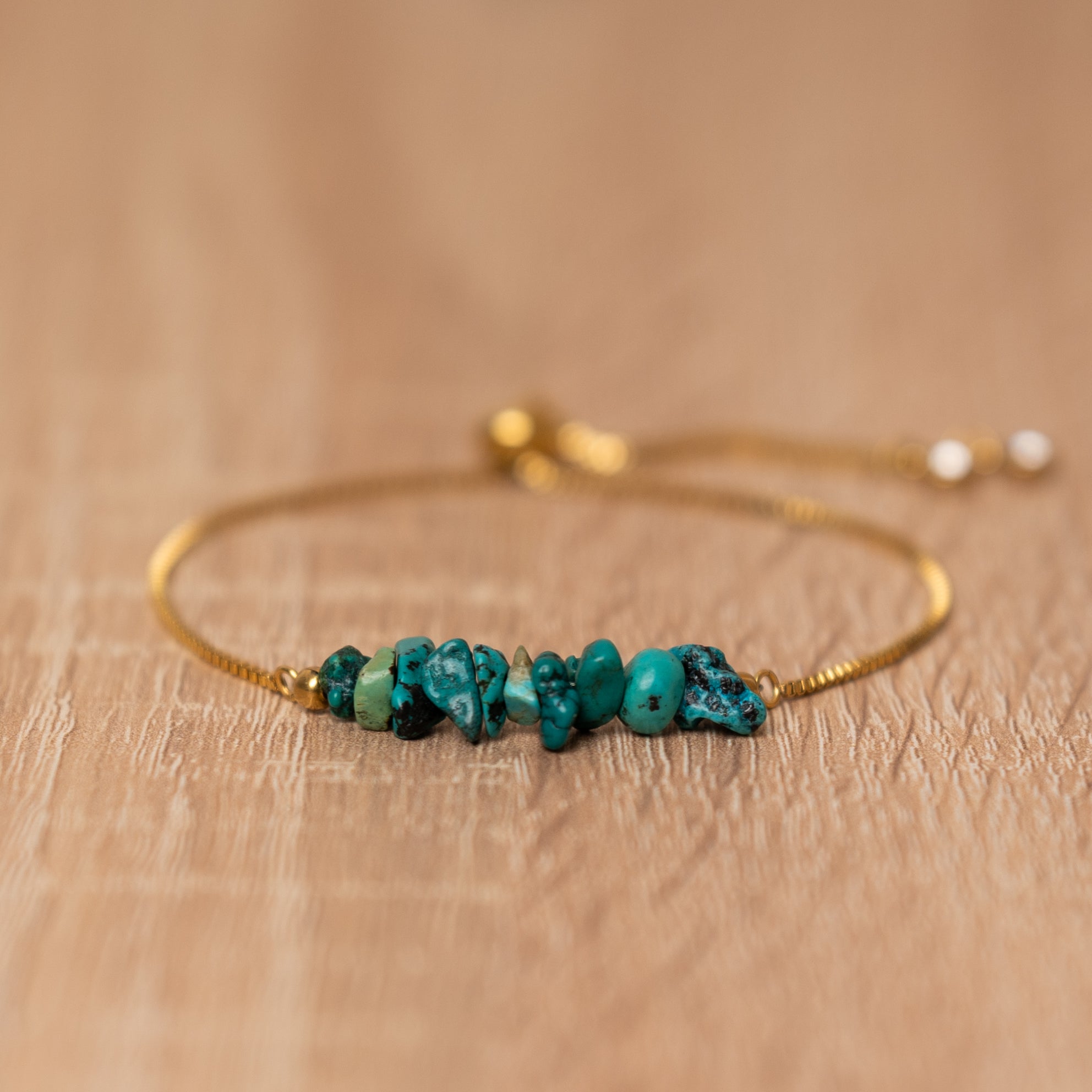 Turquoise Gold Cord Bracelet