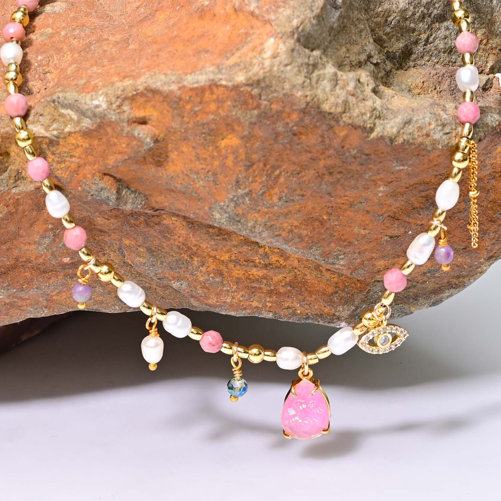 Rhodonite & Pearl Necklace