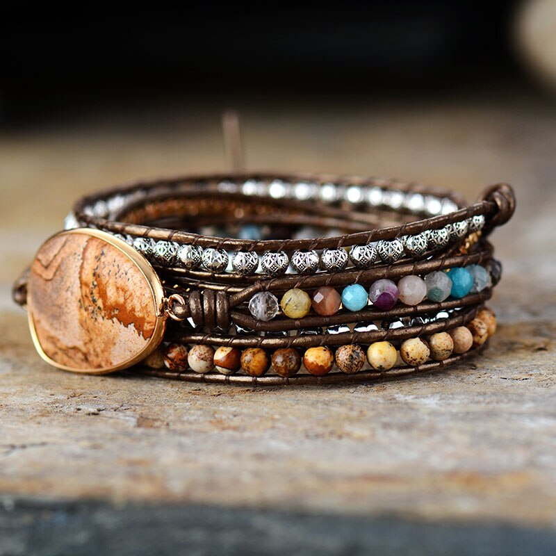 Handmade Natural Jasper Wrap Bracelet