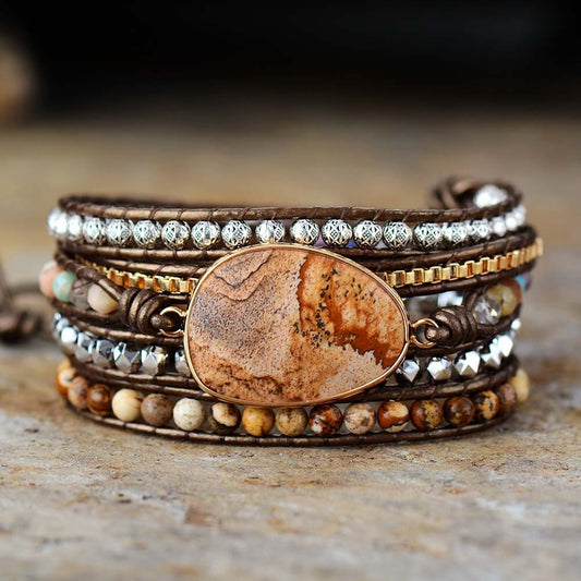 Handmade Natural Jasper Wrap Bracelet