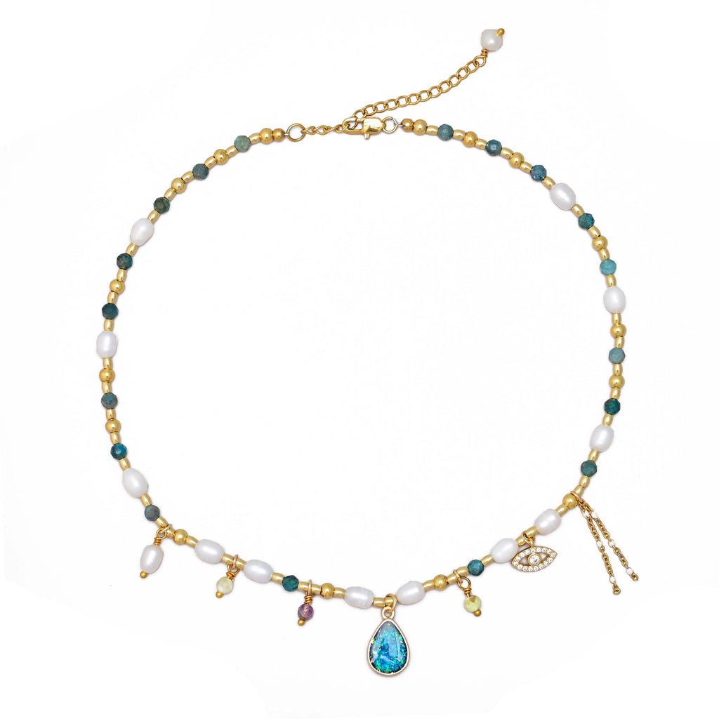 Intense Opal & Pearl Necklace