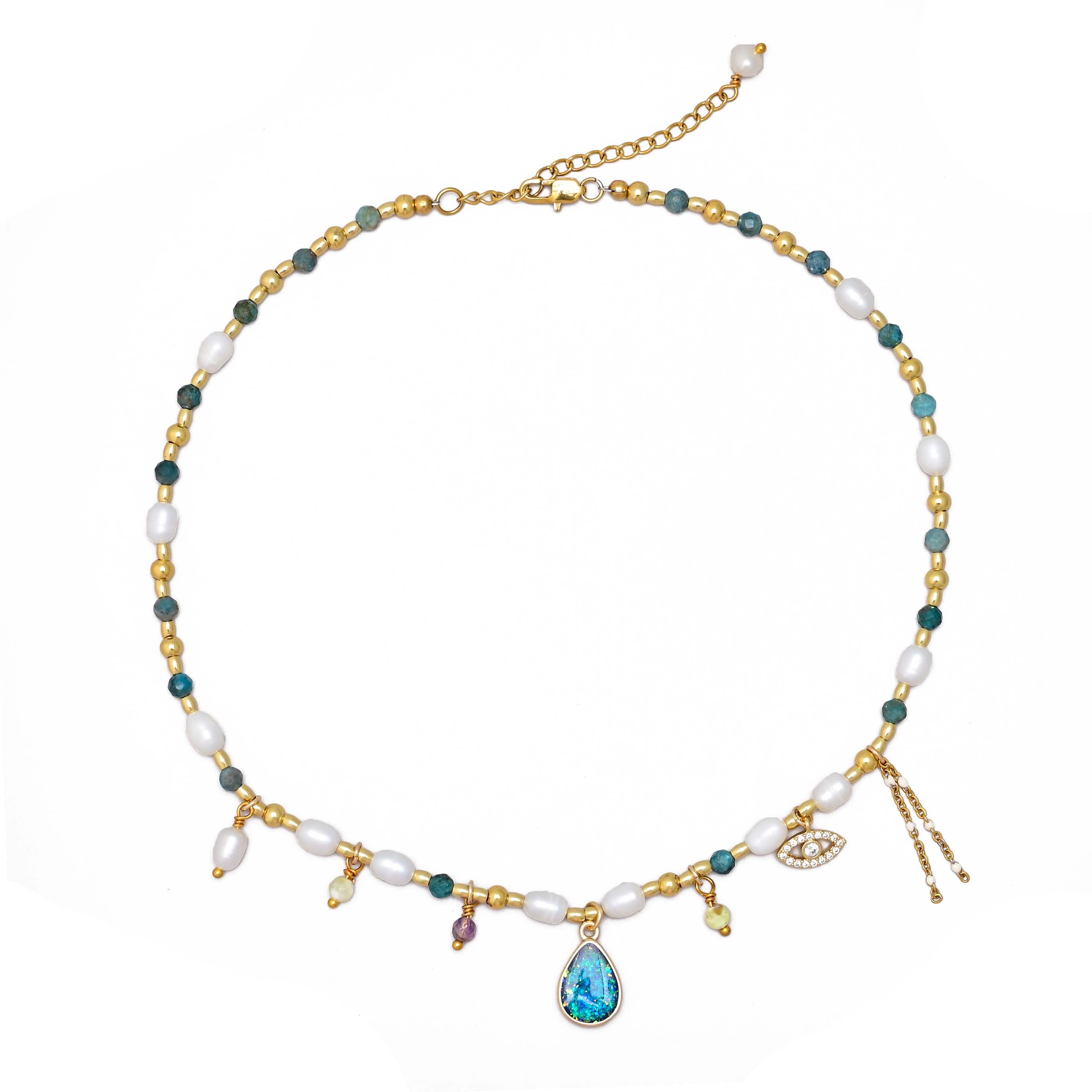 Intense Opal & Pearl Necklace