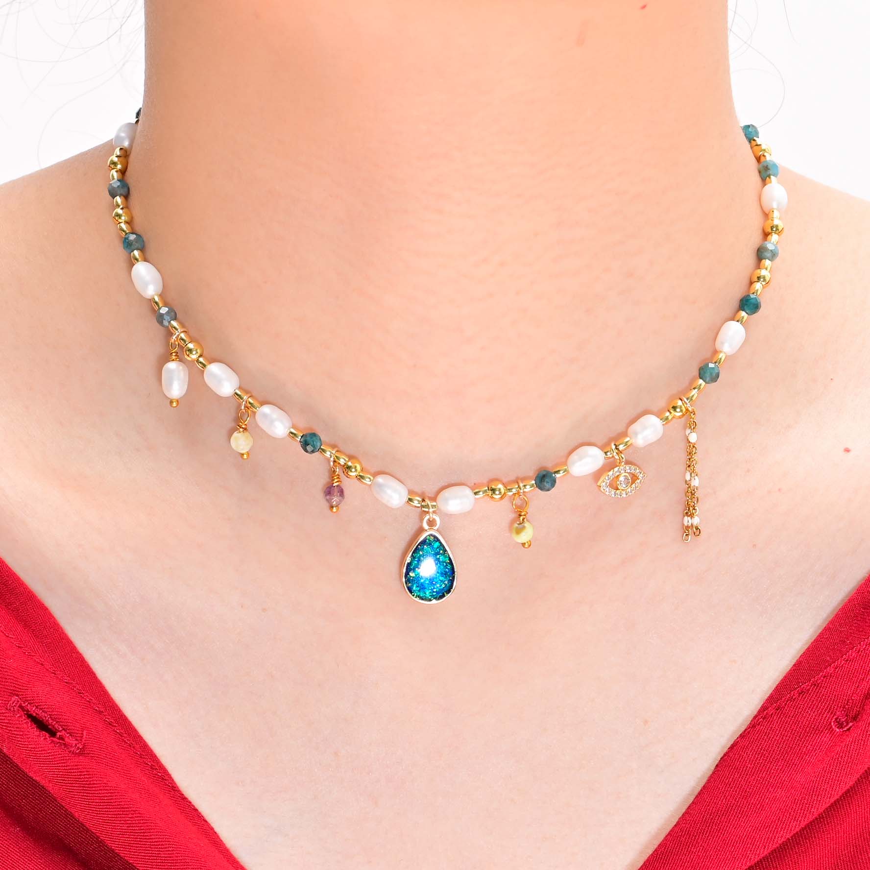 Intense Opal & Pearl Necklace