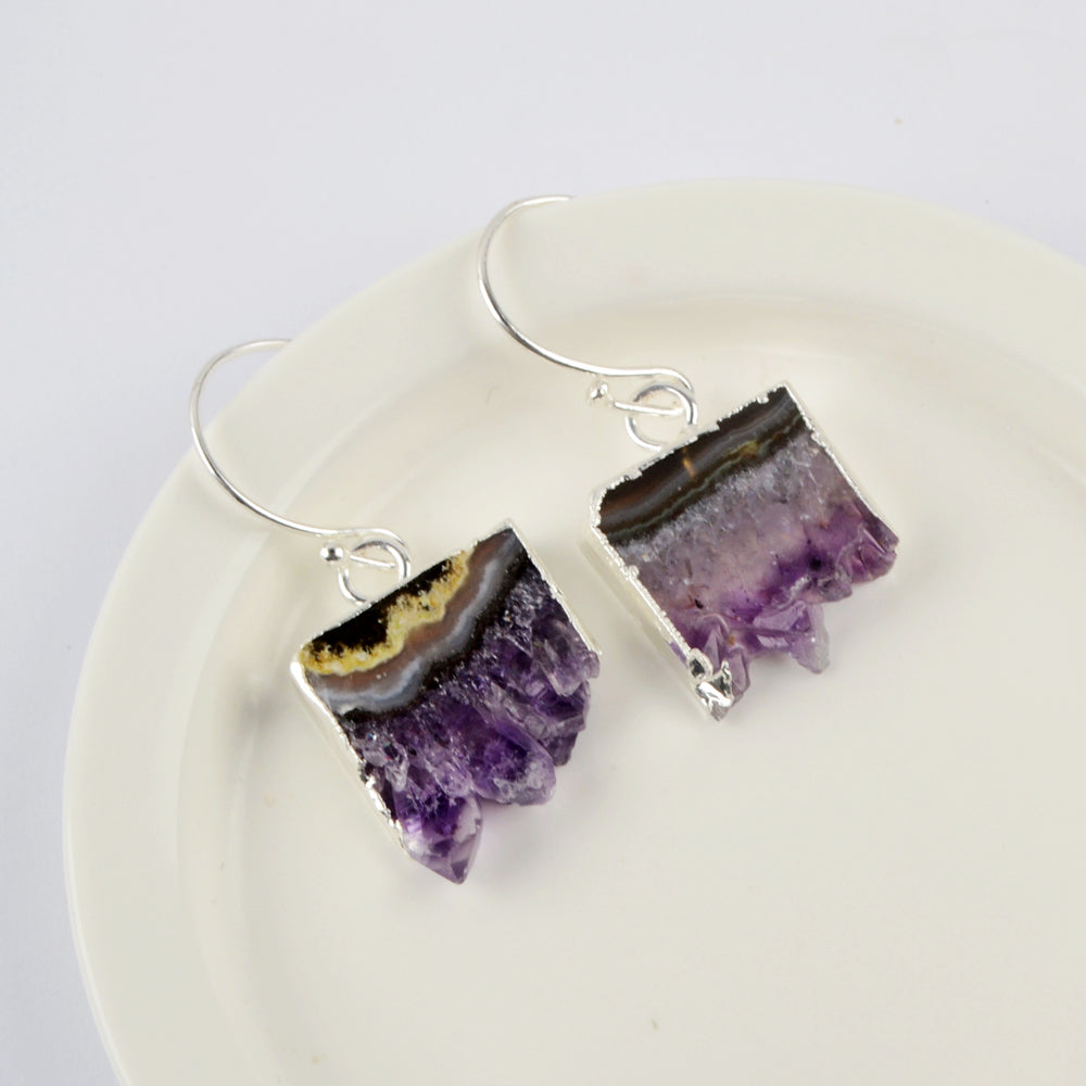 Amethyst-Scheiben-Druzy-Ohrringe