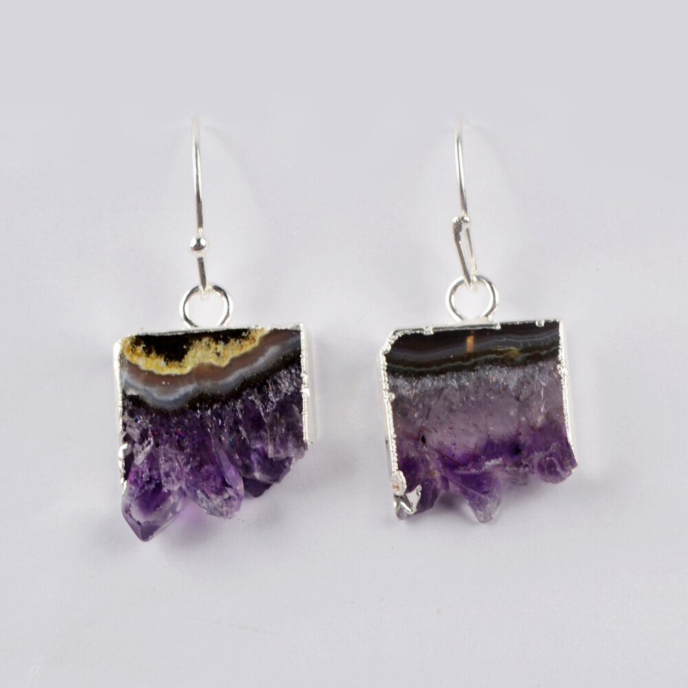 Amethyst-Scheiben-Druzy-Ohrringe