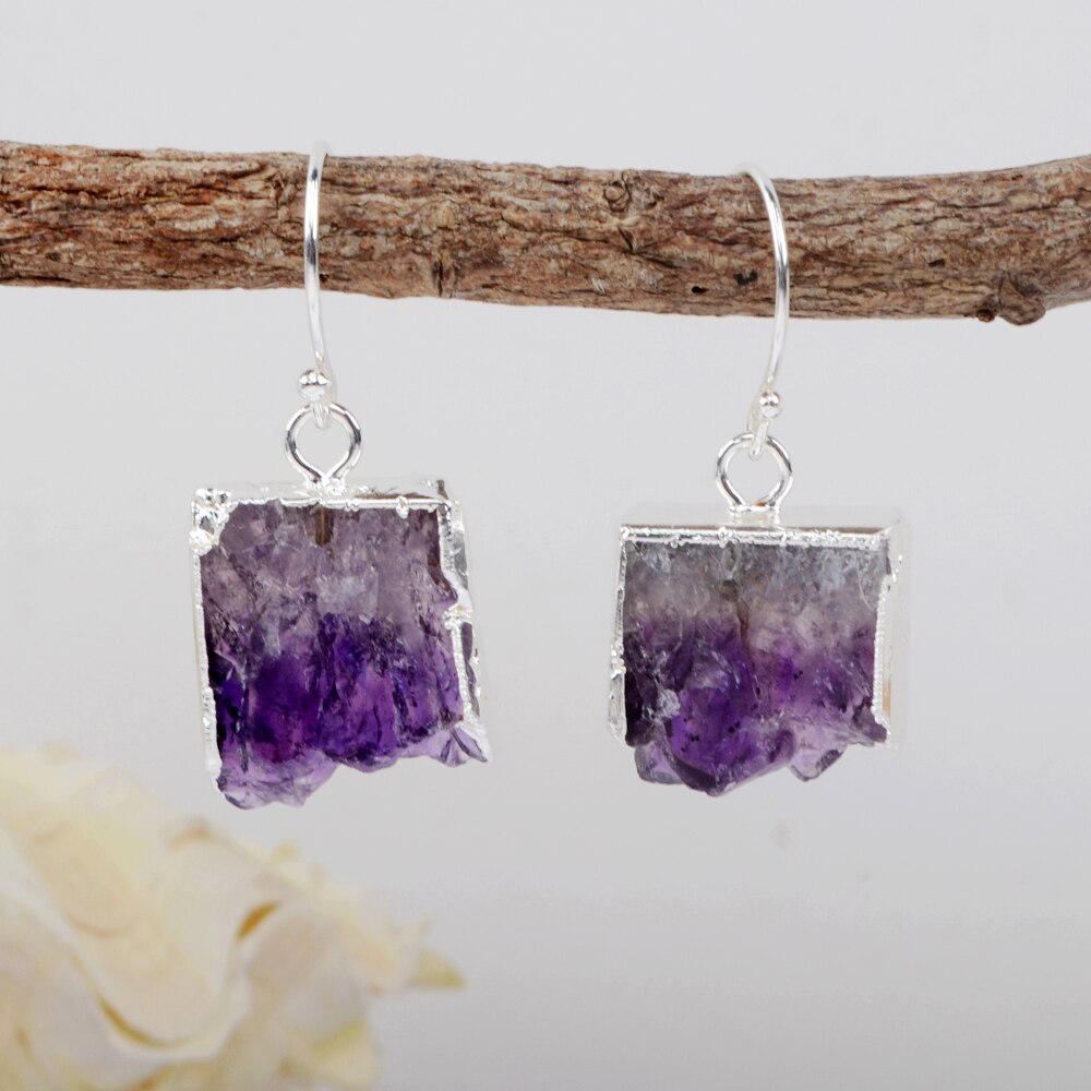 Amethyst-Scheiben-Druzy-Ohrringe