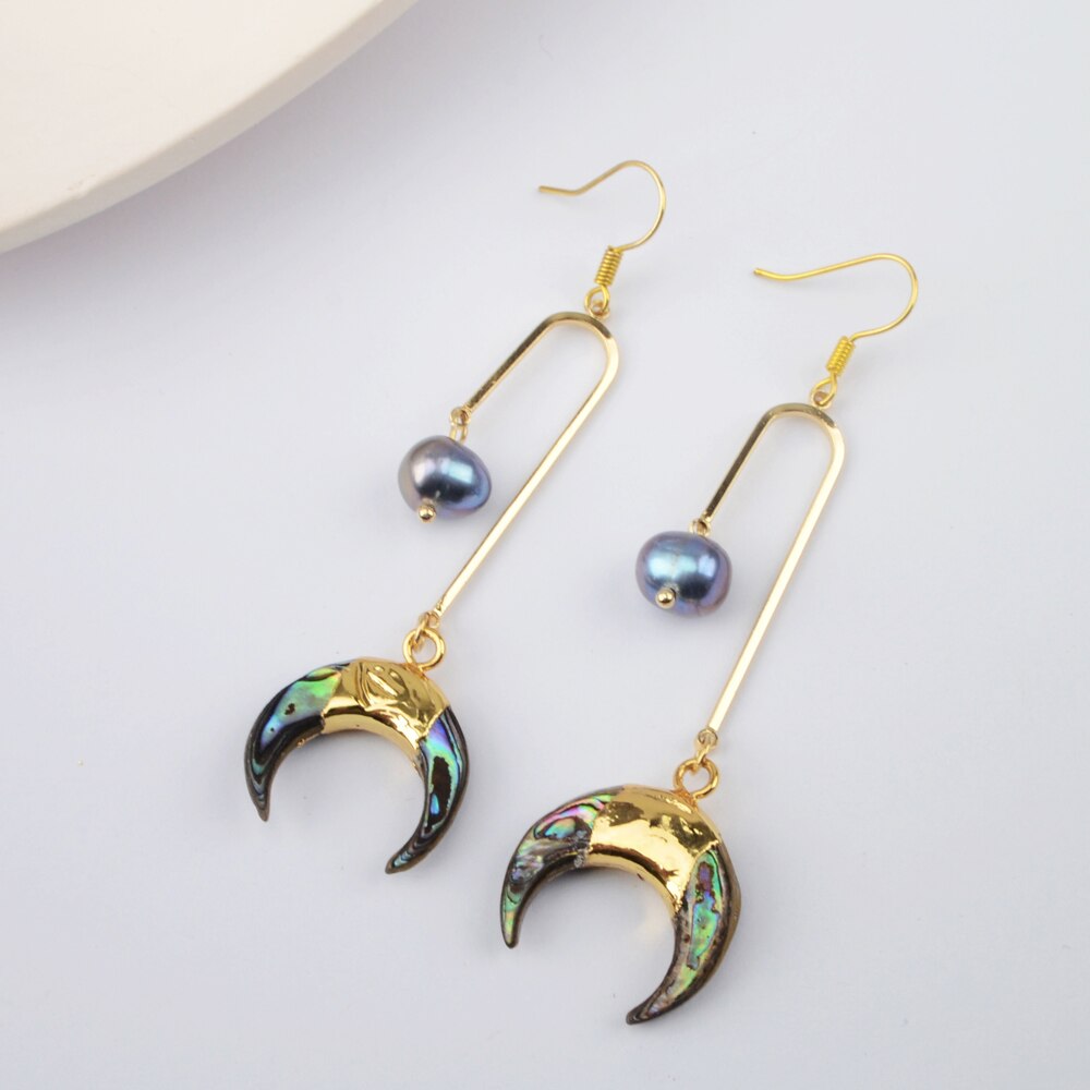 Black Pearl Half Moon Earrings