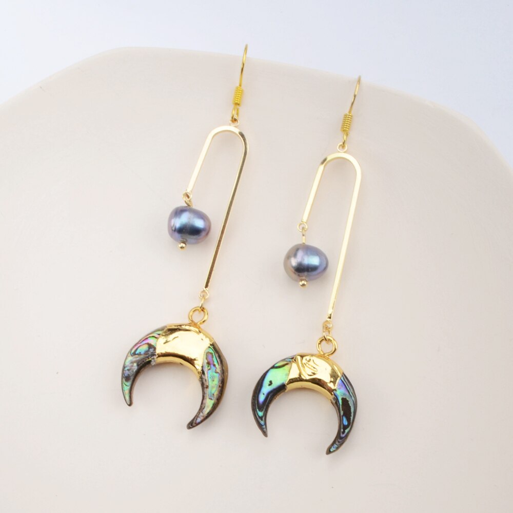 Black Pearl Half Moon Earrings