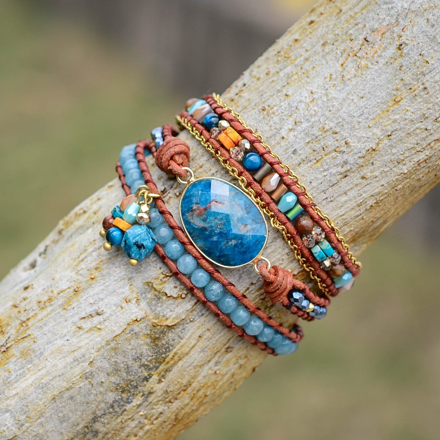 Blue Apatite Wrap Bracelet