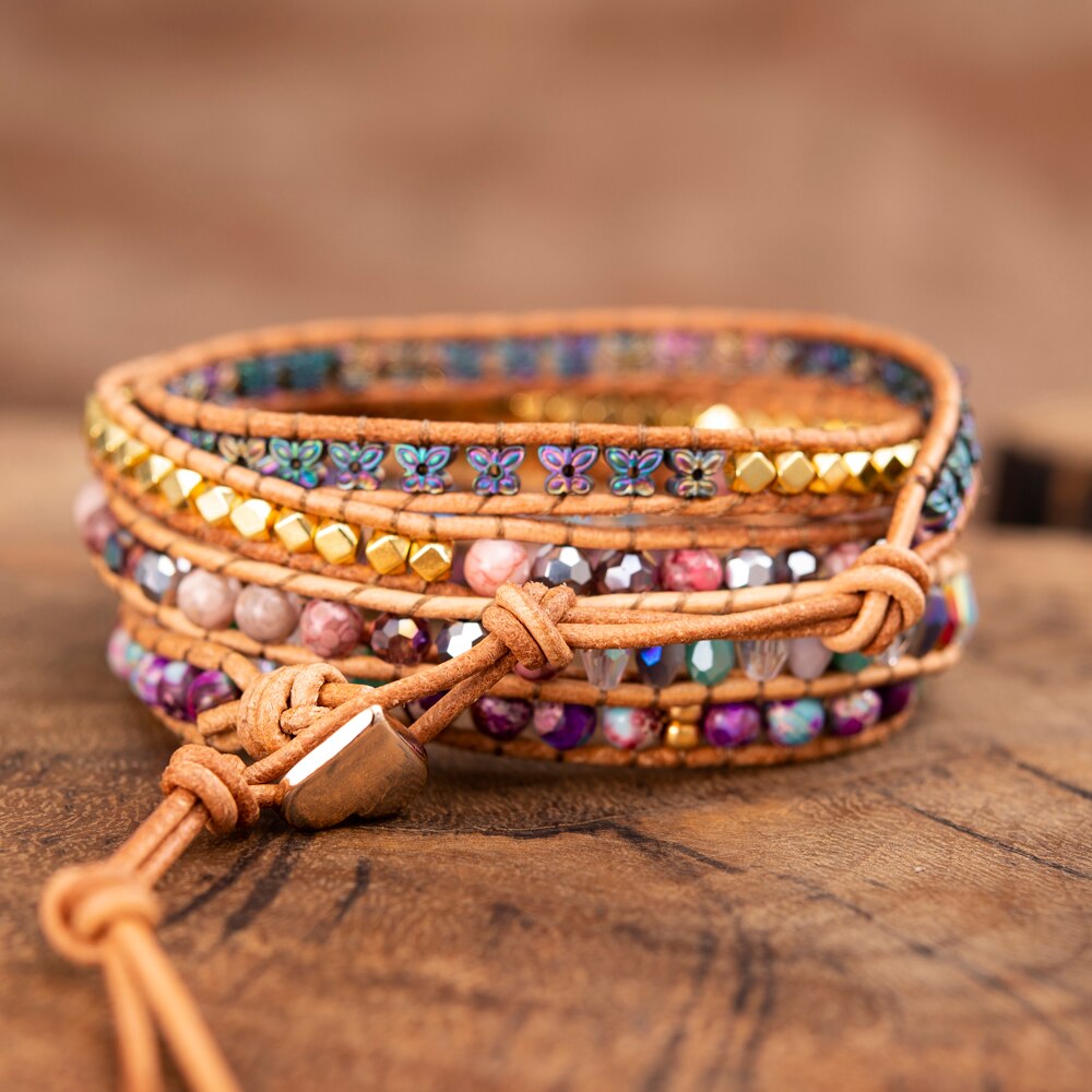 Wickelarmband mit intensivem rosa Opal