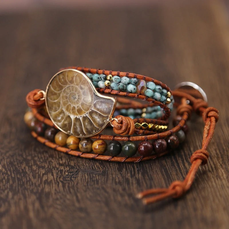 Ammonite fossil bracelet