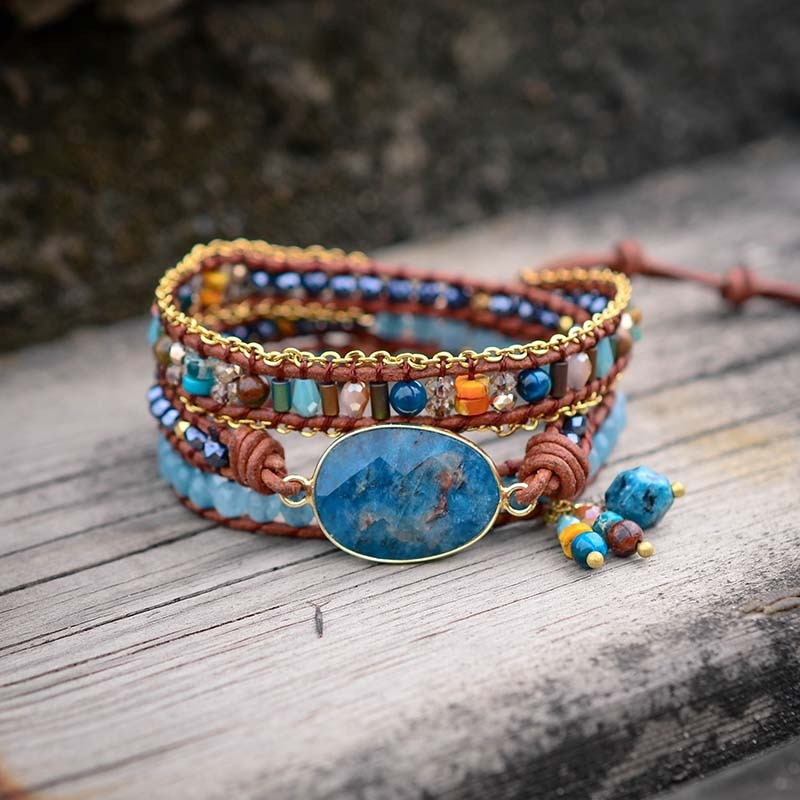 Blue Apatite Wrap Bracelet